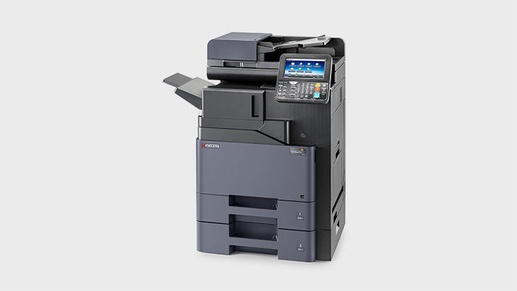 Kyocera 406ci office multifunction copier, side profile showing the paper drawers