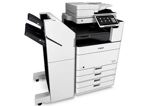 Canon C5840i colour office multifunction copier, shown with the document feeder open
