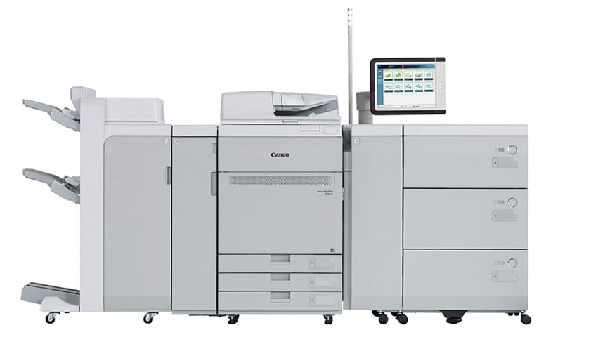 Canon C710 colour production press, rear view showing network and power connections