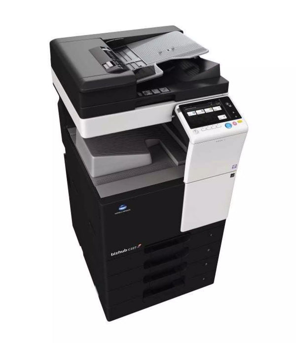Konica Minolta C227 colour desktop multifunction printer, front view