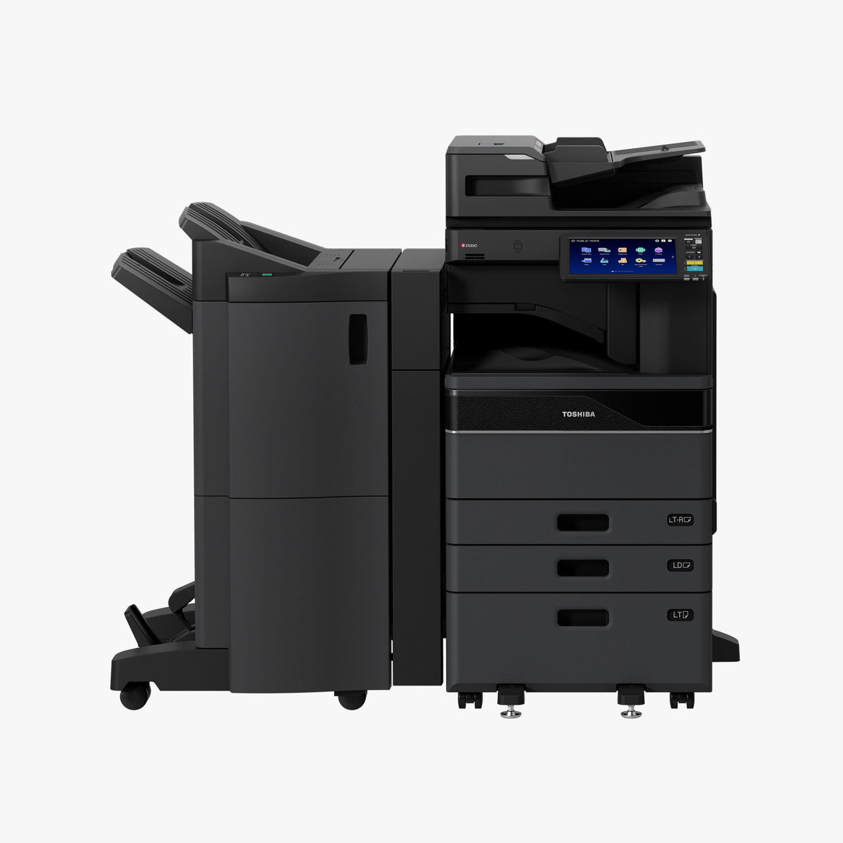Toshiba 3525AC colour office multifunction copier, side profile showing the paper drawers