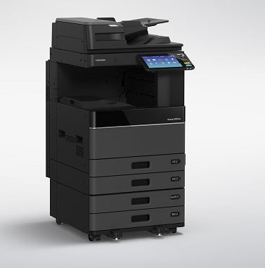 Toshiba 4525AC colour office multifunction copier, side profile showing the paper drawers