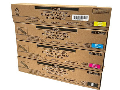 Toshiba TFC415K black toner cartridge for 2515AC, 3015AC, packaging and label